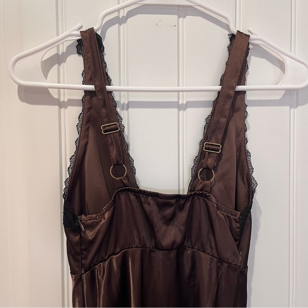 wild fable brown black lace trim v neck maxi dress fairy gnome grunge ecogoth - Picture 9 of 12